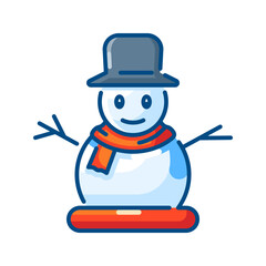 Snowman icon. winter, cold, snow, frozen, holiday, christmas, ice, cartoon, cute, character. Vector Icon Illustration