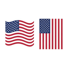 Obraz premium Stylized american flag set, wavy and straight designs, patriotism symbol