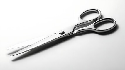 Sharp Stainless Steel Scissors with Shiny Metallic Blades and Handles on a White Background