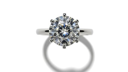 Beautiful round cut diamond solitaire engagement ring with a classic six-prong setting
