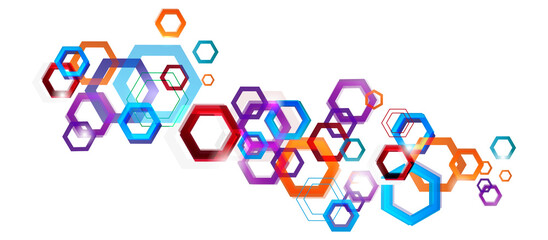 Abstract geometric background with vibrant overlapping hexagons