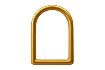 Shiny golden arched frame with metallic 3d design