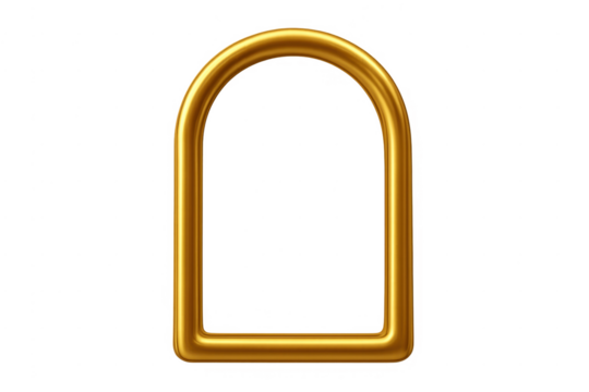 Shiny golden arched frame with metallic 3d design