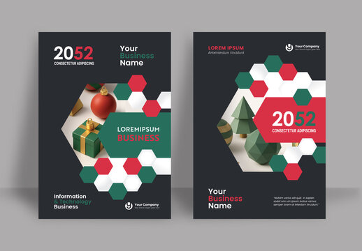 Business Report Cover Template &ndash;  Red and Green Geometric Layout (A4)