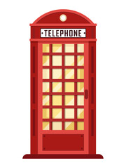 Fototapeta premium Classic red telephone booth isolated design illustration