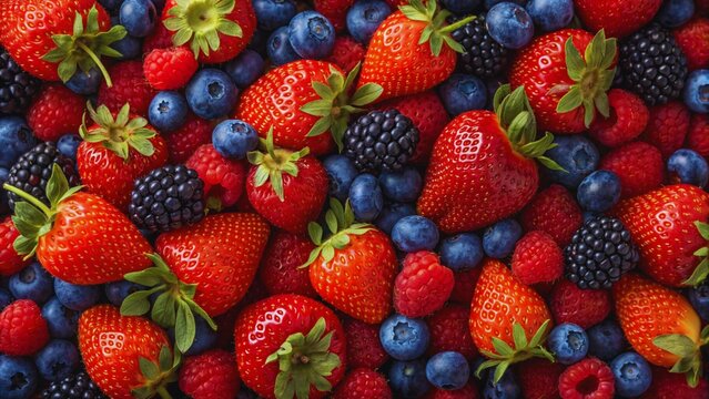 Blueberries, strawberries and raspberries 