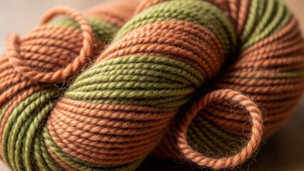 Rustic Orange and Green Striped Yarn for Knitting