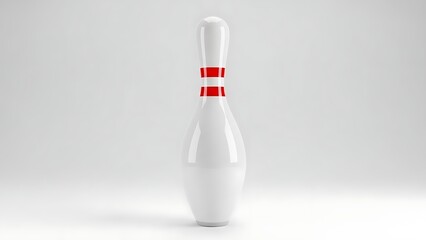 Glossy White Bowling Pin with Red Stripes A Classic Icon for Sport and Leisure Activities