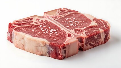 Prime Raw T-Bone Steaks Sprinkled with Sea Salt Ready for Grilling