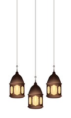 Obraz premium Elegant Ramadan Lanterns Glowing Against Black Backdrop