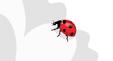 Naklejka premium Ladybug Illustration A Detailed Red Insect on a White, Abstract Background