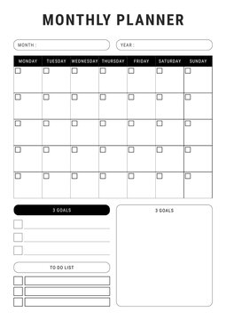 Monthly Planner Template | Minimalist A4 Printable
