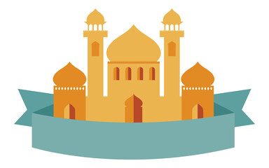 Islamic Mosque graphic with ribbon for greetings © AbstractZone