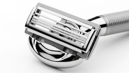 Sleek silver multi-blade razor for a smooth shave