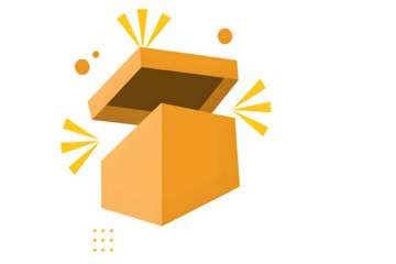 Unboxing excitement with a bright yellow box, surprises inside, perfect for e-commerce promotions and special gift announcements with joyful anticipation