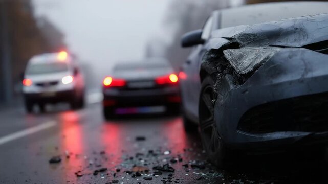 4k High-quality 4K photo depicting a major car collision with severe front-end damage, illustrating the devastating impact of reckless driving and emphasizing road