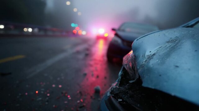 4k High-quality 4K photo depicting a major car collision with severe front-end damage, illustrating the devastating impact of reckless driving and emphasizing road safety awareness an