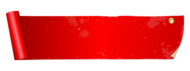 Red scroll banner with vintage grunge texture design