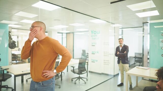 Employee leaving office after being fired or resigning