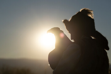 Traditional Mongolian eagle hunter of Kazakh ethnicity, with his eagle