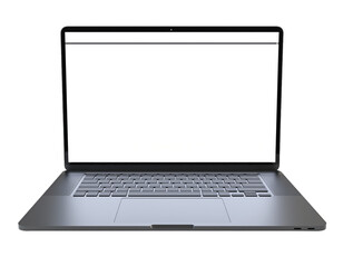 Laptop displays a blank white screen on a clean surface, symbolizing technology and potential for creativity and productivity.