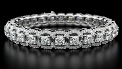 Exquisite Diamond Bracelet with Dazzling Square Cut Gems