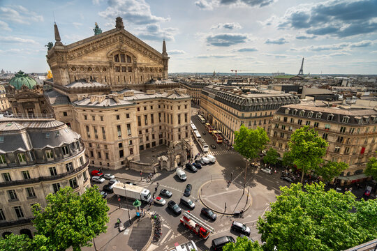 Paris France aerial view of Palais Garnier Italian style opera house