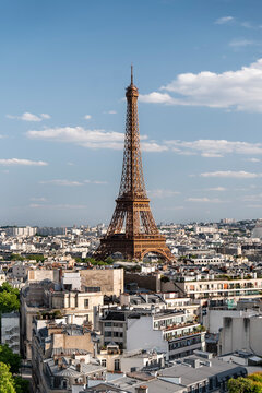 Paris France historic aerial city skyline view with Eiffel Tower