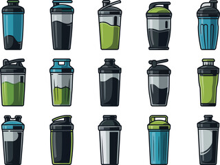 Protein Shaker Bottles Collection Various Colors and Designs