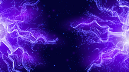 Neuron Inspired Abstract Lines on Deep Blue Background with Glowing Flow and Data Stream Effect. Futuristic Neural Network. Vector Illustration.