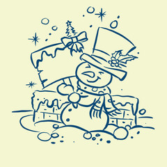 Snowman for Christmas vector for card decoration illustration