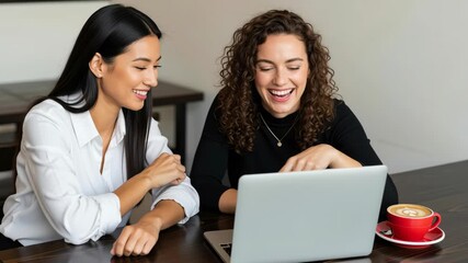 Digital nomad community remote freelance lifestyle business technology travel coworking freedom connection entrepreneur smiling colleagues discussing project laptop cafe coffee collaboration meeting - Powered by Adobe