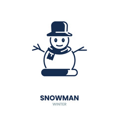 Snowman icon. winter, cold, snow, frozen, holiday, christmas, ice, cartoon, cute, character. Vector Icon Illustration