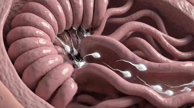 Medical Animation of Human Rete Testis and Spermatozoa Movement