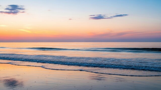 Calm ocean waves reflecting a vibrant dawn sky - Powered by Adobe