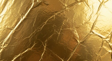 Crumpled golden foil texture with elegant shine and creases