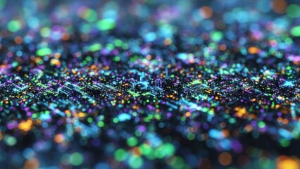 Vibrant sparkling particles forming an abstract luminous pattern