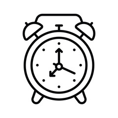 Classic alarm clock outline icon, premium vector