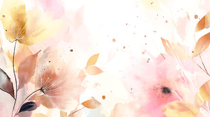 柔らかい水彩フラワーのボタニカル背景

