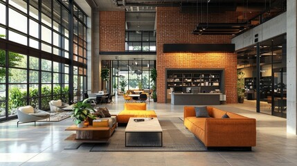 Bright and Inviting Modern Co Working Space with Diverse Professionals Collaborating in a Comfortable and Productive Environment