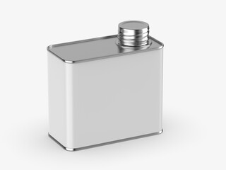 Metal tin oil can with metal cap for branding and blank 
mock up 3d illustration.