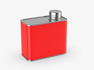 Metal tin oil can with metal cap for branding and blank 
mock up 3d illustration.