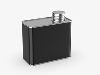 Metal tin oil can with metal cap for branding and blank 
mock up 3d illustration.