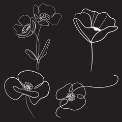 Elegant Hand drawn of flowers. Vector illustration.