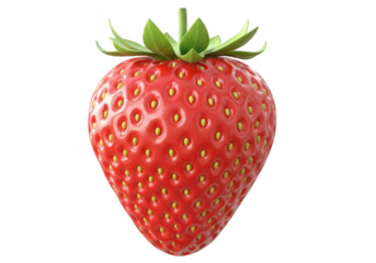 Ripe strawberry isolated on transparent background for healthy food branding, marketing, and web design
