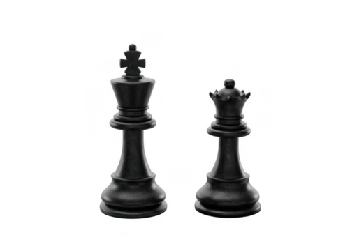 Black chess king and queen pieces isolated on transparent background for strategy games and leadership concepts - Powered by Adobe