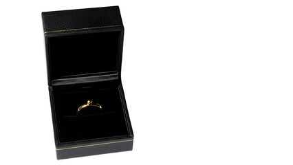 Gold Ring in Open Box, isolated on transparent background