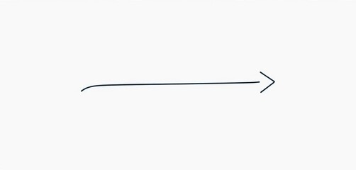 Clean, simple arrow pointing right, thin line on white background,  modern,  icon