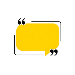 yellow quote bubble with black outline and quotation marks isolated