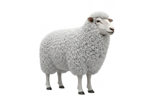 Realistic sheep isolated on transparent background for farm, nature and agriculture themes